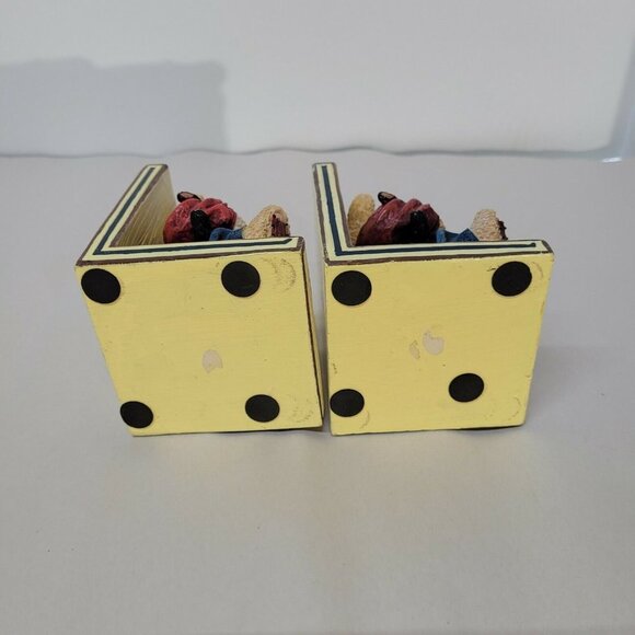 Blue Jean Teddy Bear Bookends Hand Painted Heavy Resin Decor Nursery Y2K Cute!! - Picture 4 of 8